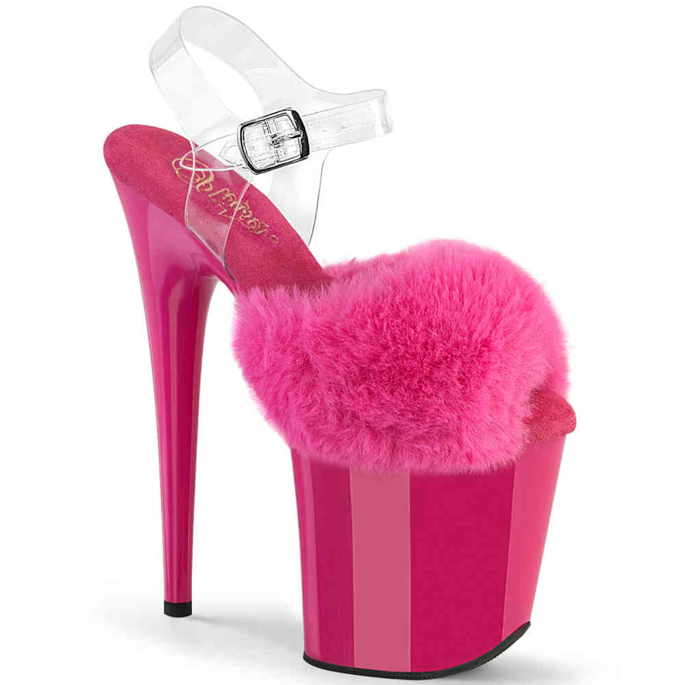 Pleaser - FLAMINGO-808FUR Sandale à bride à la cheville, Pole dance chaussures